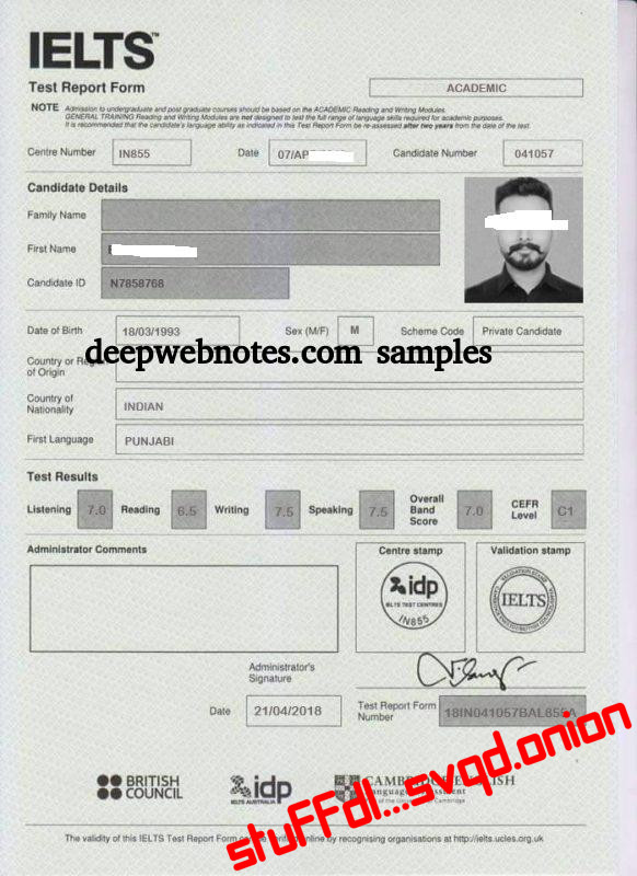 Authentic IELTS certificate